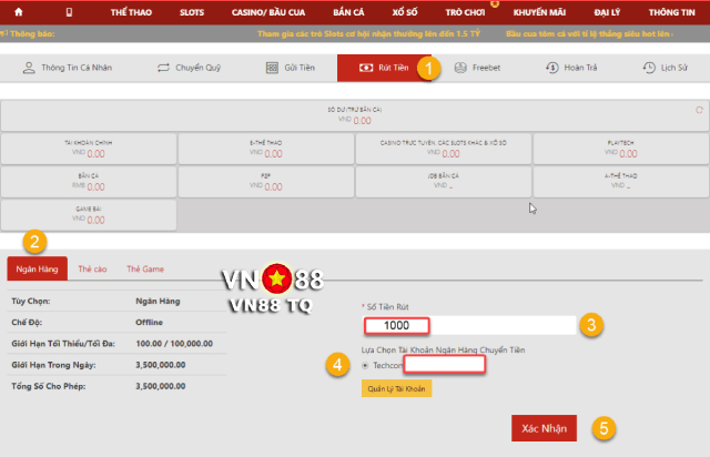 Withdrawing VN88 guide to your bank account